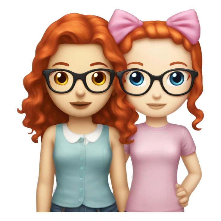 hello kitty and redhead girl with glasses  sticker