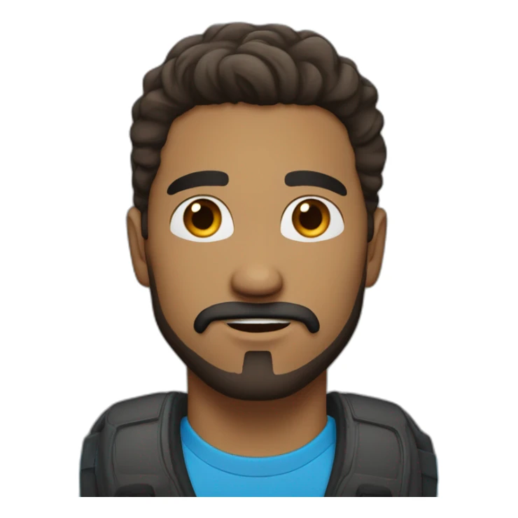 brown man blue eyes medium long hair with mustache plus goatee sticker