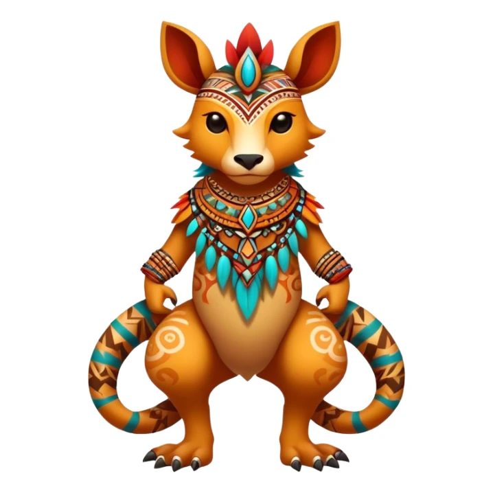 a colorful edgy cute vernid-fionbri-creature with tribal patterns full body sticker