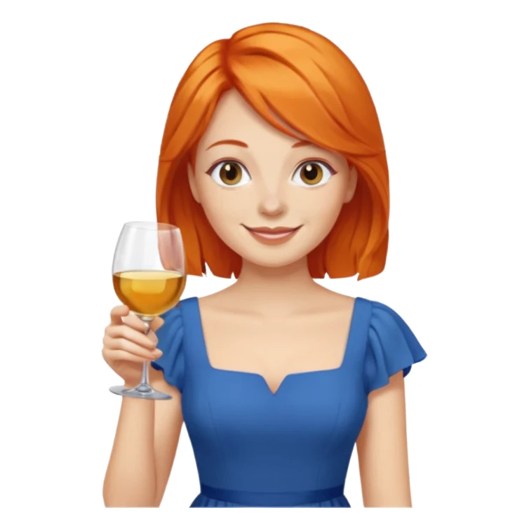 orange hair drinking wine, dress blue sticker