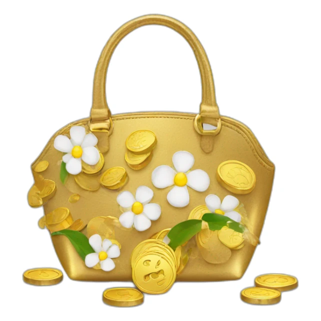 purse with gold coins and flowers sticker