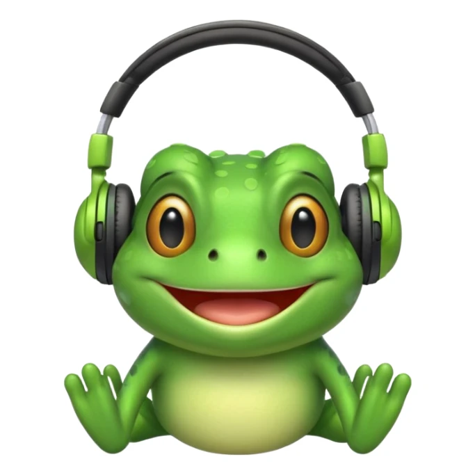 frog png with headphones smiling teeth showing sticker