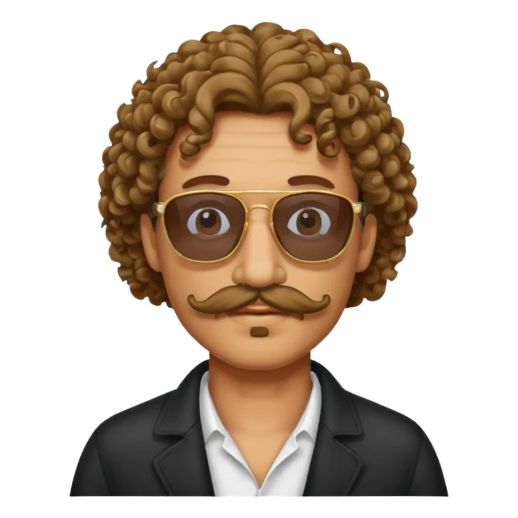LONG CURLY mustached man in sunglasses sticker