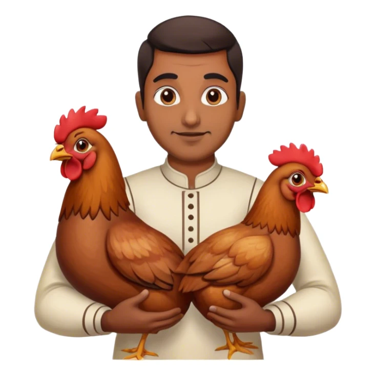 A indian men with a chicken in his hands sticker