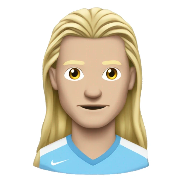 Erling Haaland with long hairs Manchester City sticker