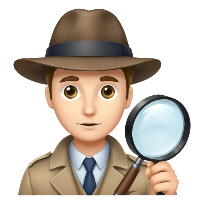detective with magnifying glass and hat sticker