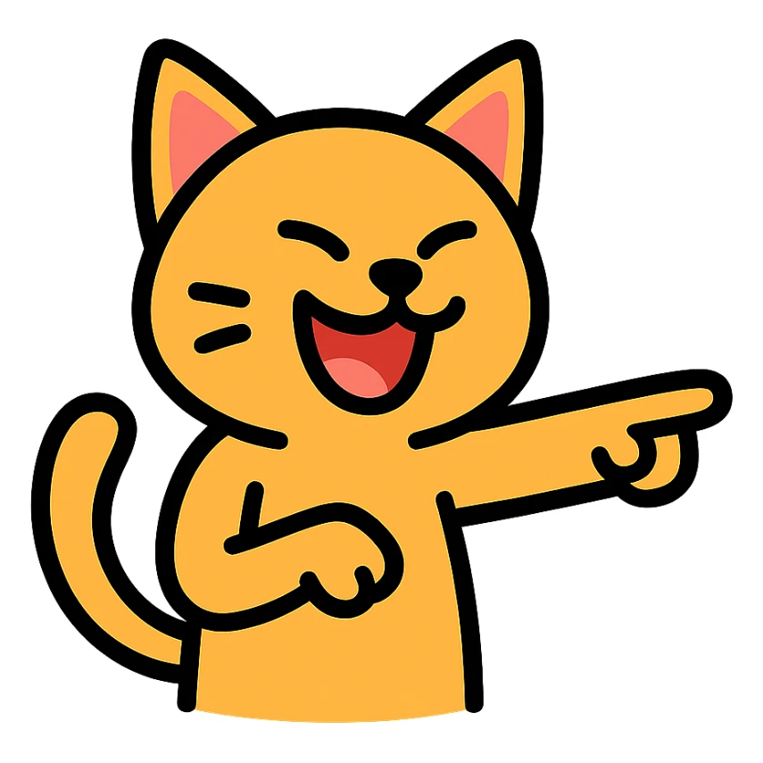 cat pointing and laughing at you sticker