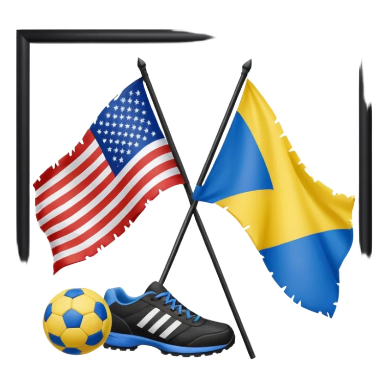 usa and ukraine flags together, sport equipment under sticker