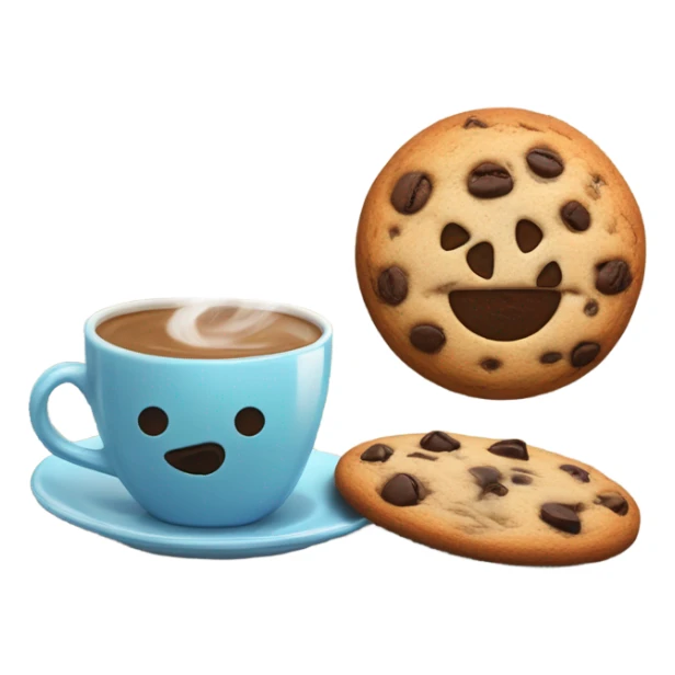 Cup of coffee in love with a cookie chips sticker