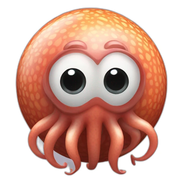 3d sphere with a cartoon Squid skin texture with big calm eyes sticker