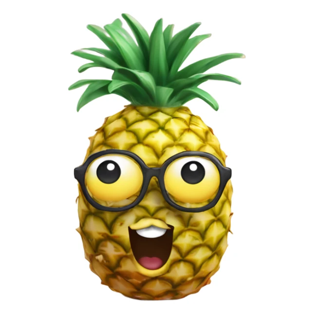 3D one pineapple  👱‍♀️🍍 with big shiny eyes 👀 The pineapple cute embarrassed ☺️ sticker