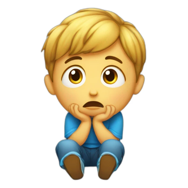 Un enfant triste assis tout seul sticker