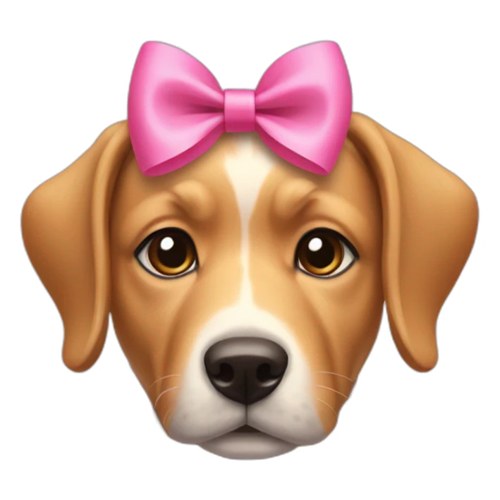 Dog with a pink bow on its head sticker