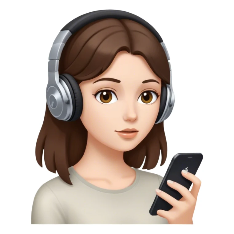 white Girl listening to music  brunette  sticker
