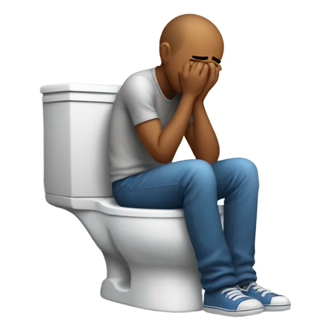 man on toilet crying sticker