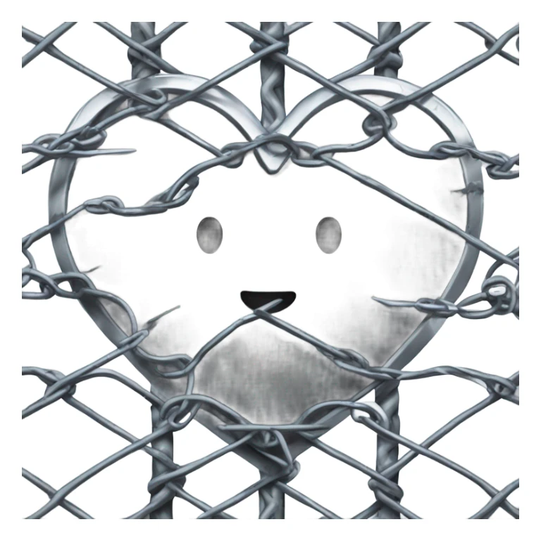 A heart encircled by chain link fence topped with razor wire  sticker