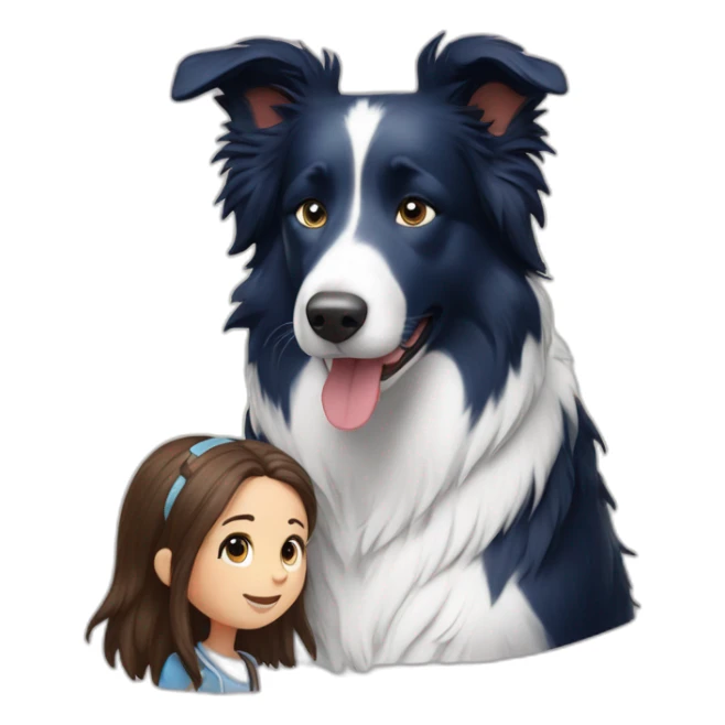 Blue and white border collie sits with a girl sticker