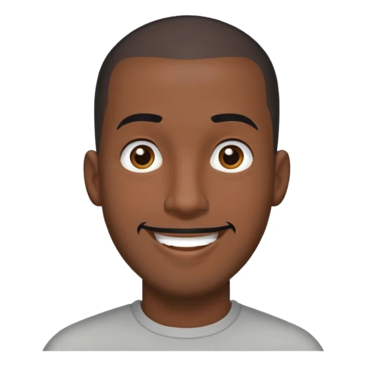 Đàn ông, đầu đinh, mặt dài, da đen cười tươi tóc đen, râu quai nón sticker