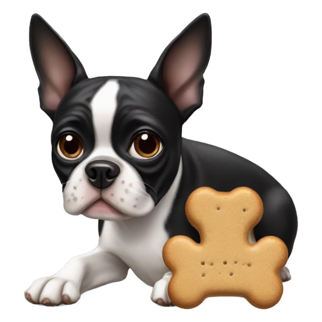 boston terrier with dog treat sticker