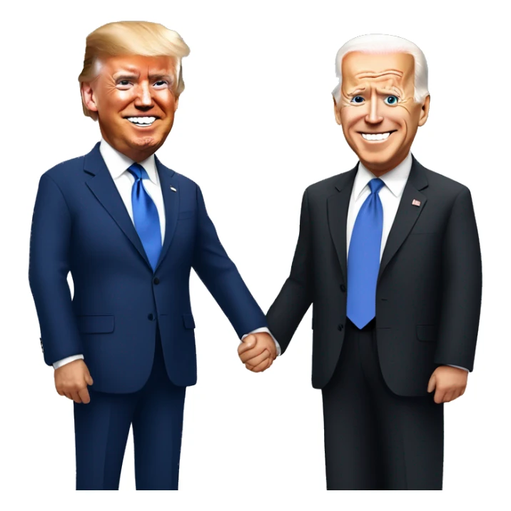 Biden and trump with giant eyes holding hands sticker