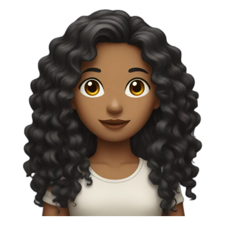 girl with long dark curly hair sticker