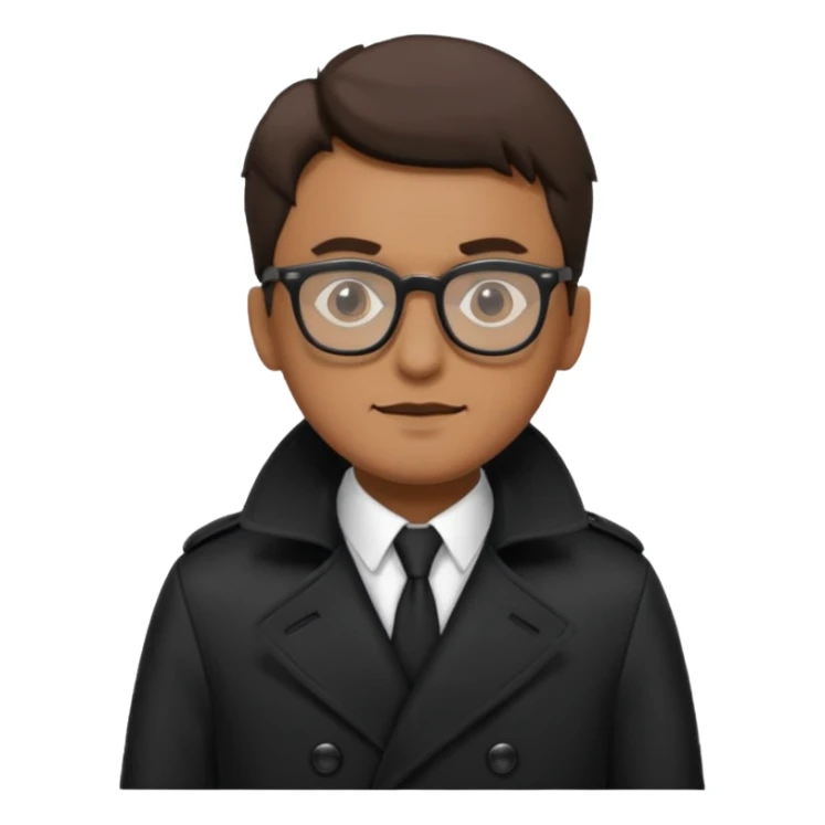 man in black trenchcoat and glasses sticker