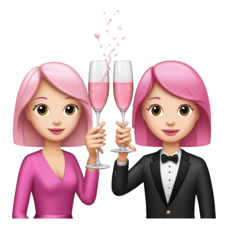 champagne glasses with pink champagne giving cheers two people sticker