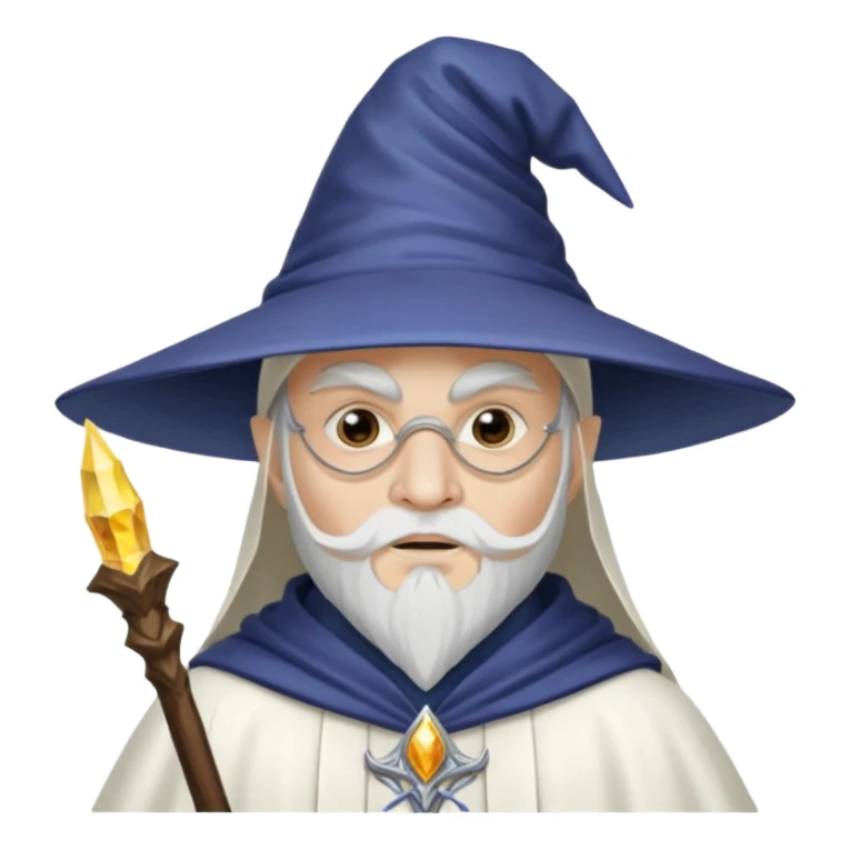 A wizard in white with white mask and pointy hat sticker
