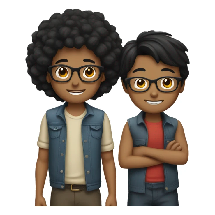 Couple with black hair where boy wearing glasses sticker