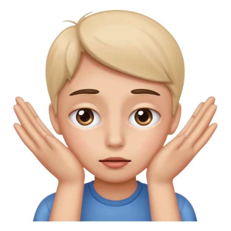 Standard smiley emoji blushing and hiding face with hands sticker