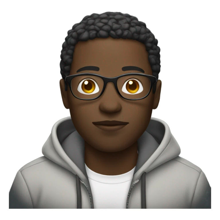 Black guy wearing a hoodie with glasses with a camera  sticker