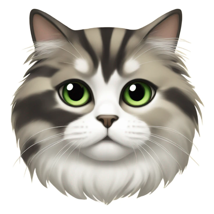 Brown, black stripes, white patches,  Persian cat with green eyes sticker