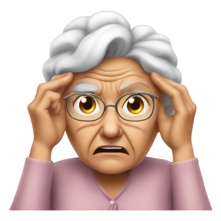 angry grandma cover her ears with her hand sticker