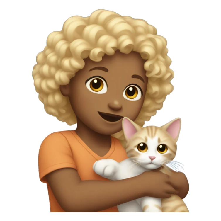 Curly light hair toddler with cat sticker
