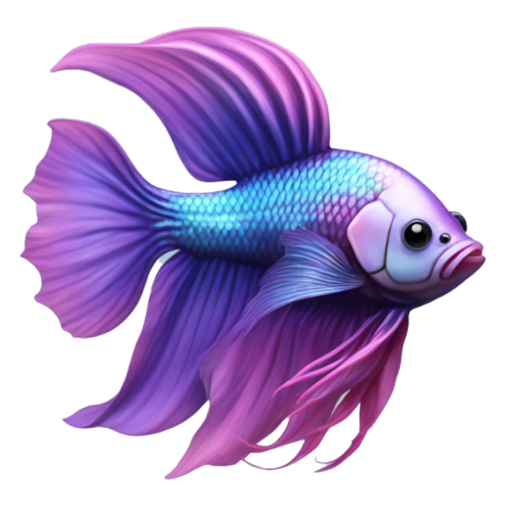 Pretty iridescent long fin betta fish blue and purple pink facing left realistic sticker