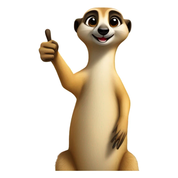 Thumbs up light brown colour with a meerkat on top sticker