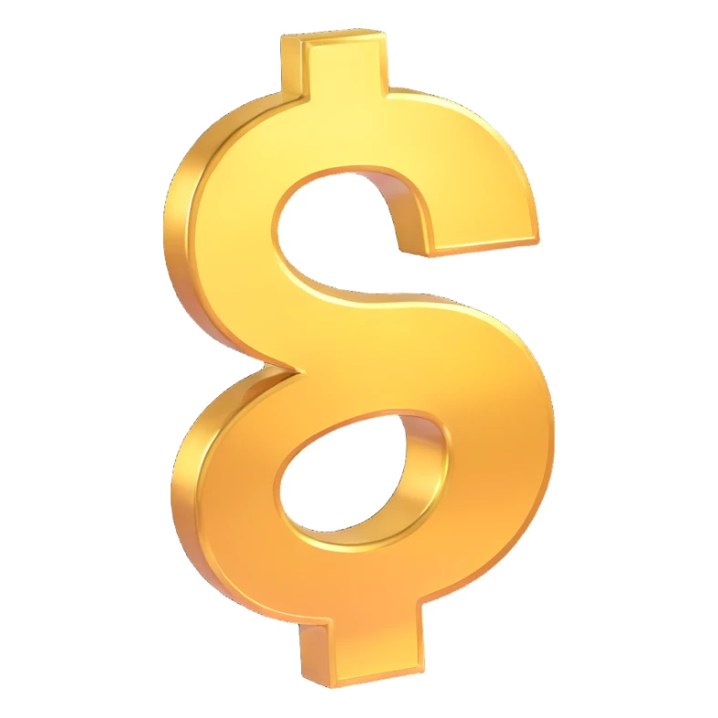 money, dollar sign, shiny 3D style sticker