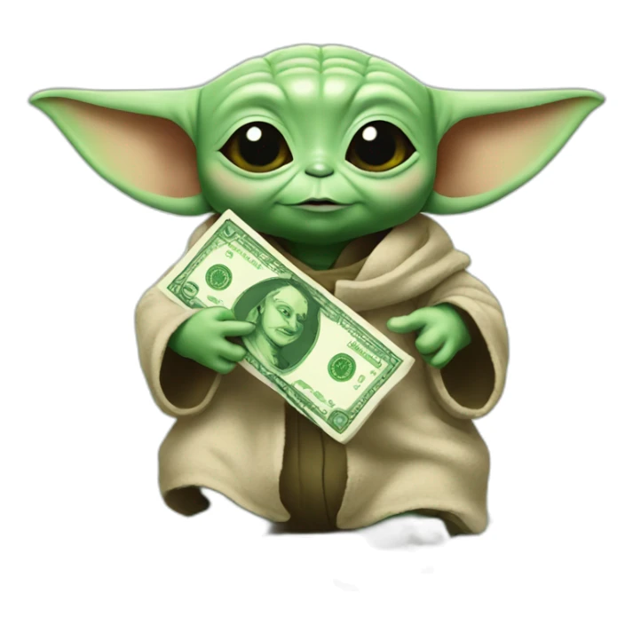 BABY YODA HOLDING MONEY sticker