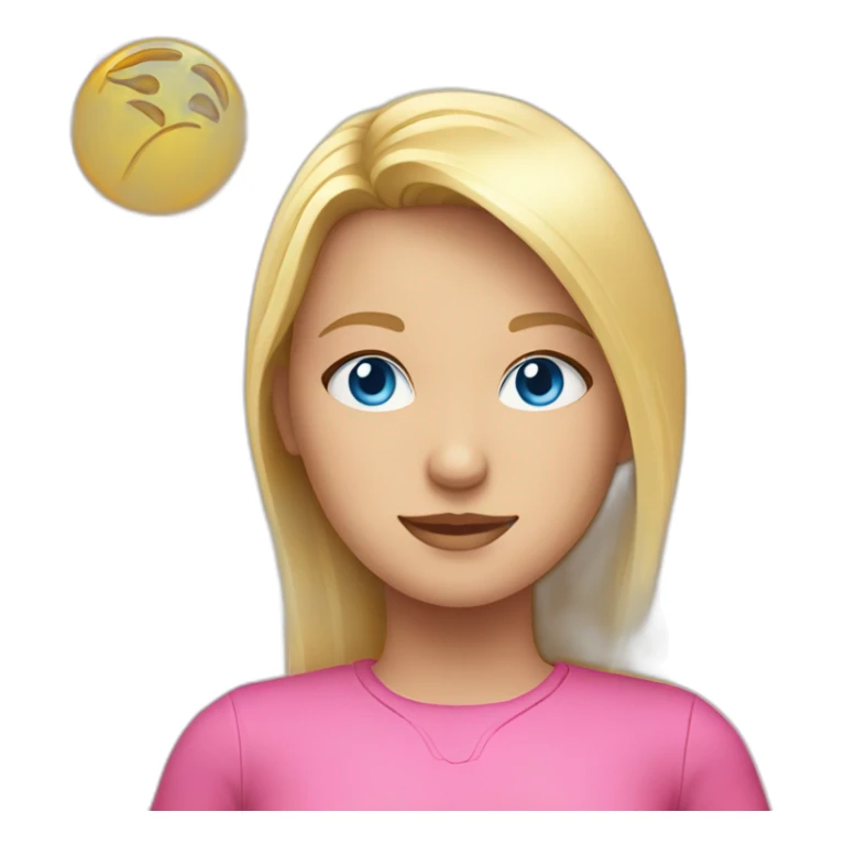 Blond girl with blue eyes and pink clothes sticker
