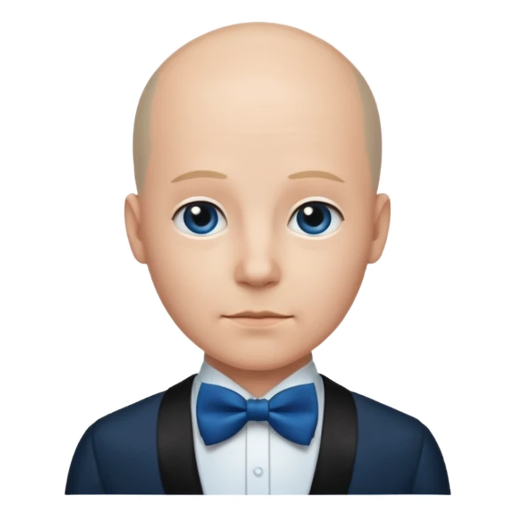 Bald with blue bow tie, midnight balck dress sticker