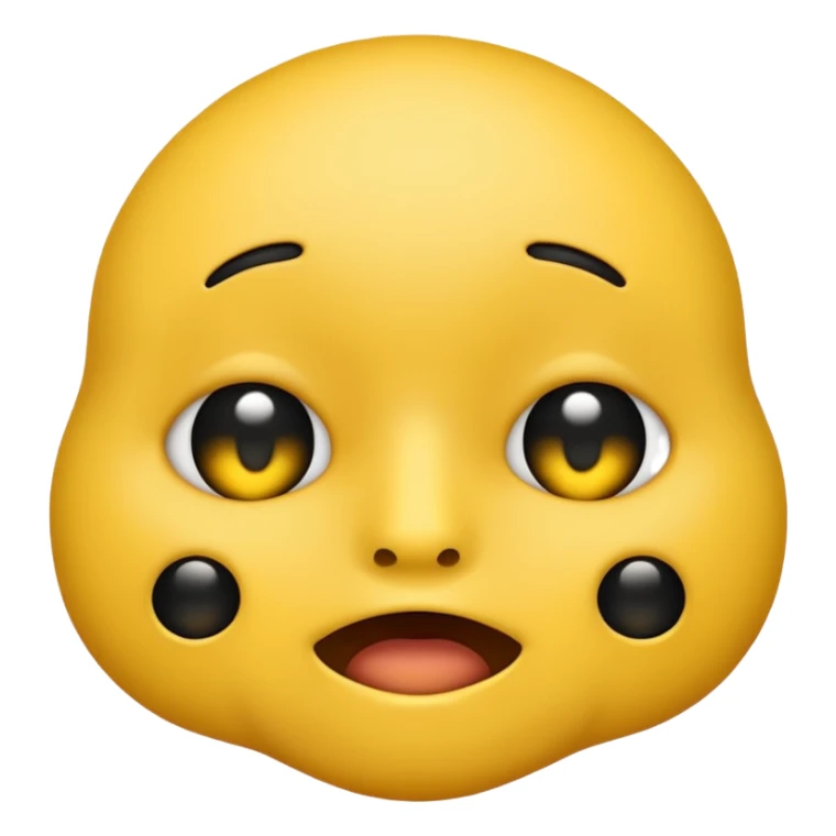 😊🥺 these emojis but with flies around it and its happy yellow face emoji black eyes like the 4th image but its cuter remove the nose make the eyes bigger and close its mouth sticker
