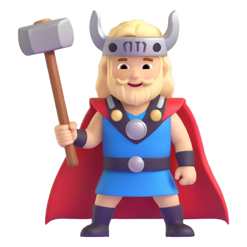 cute thor superhero with hammer smiling for children sticker