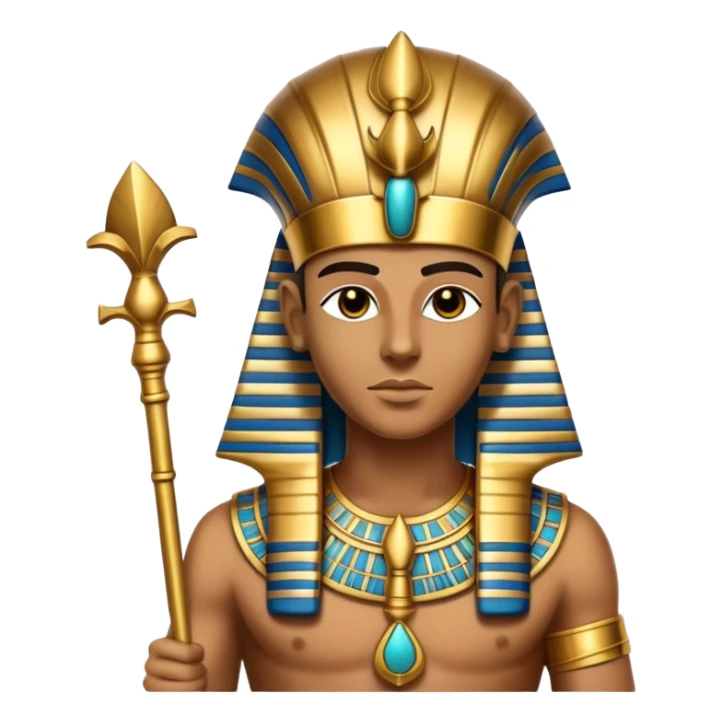ancient Egyptian pharaoh with golden headdress and ceremonial staff sticker