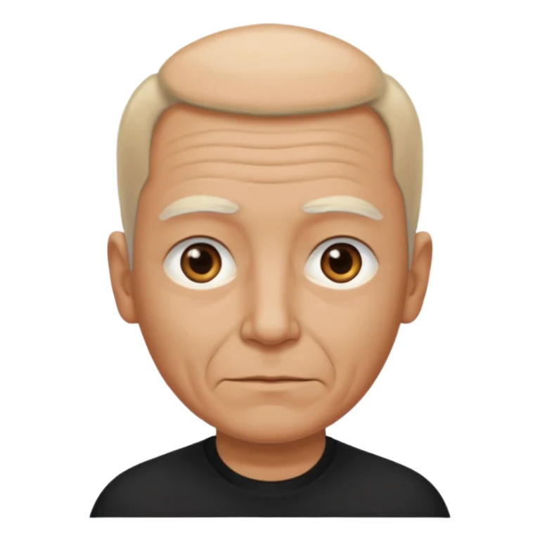 less hair, black shirt, no smile, older face sticker