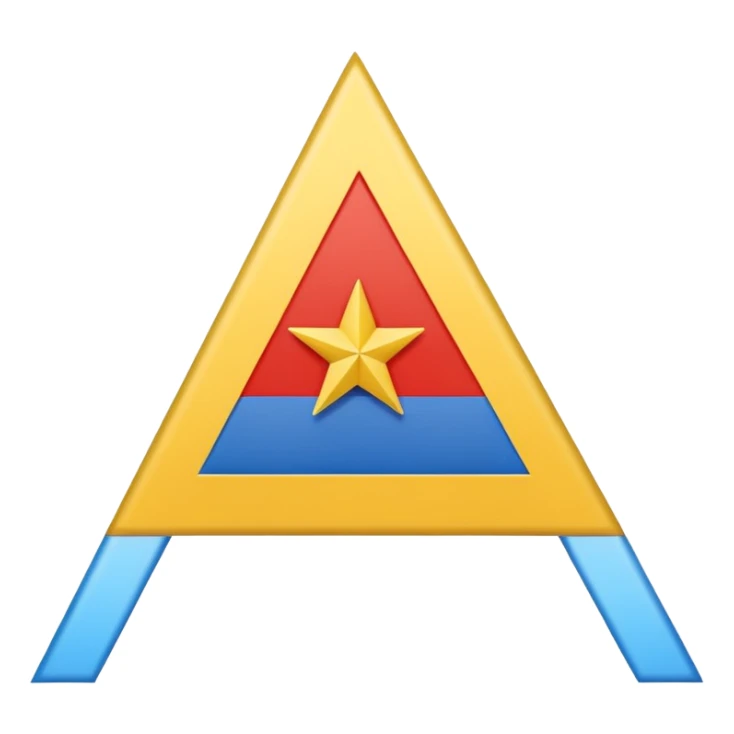 A flag inspired by the Catalan independence flag (the Estelada Blava): five horizontal red stripes alternating with yellow stripes, a blue triangle on the left side pointing to the center, and inside the triangle a single white five-pointed star. sticker