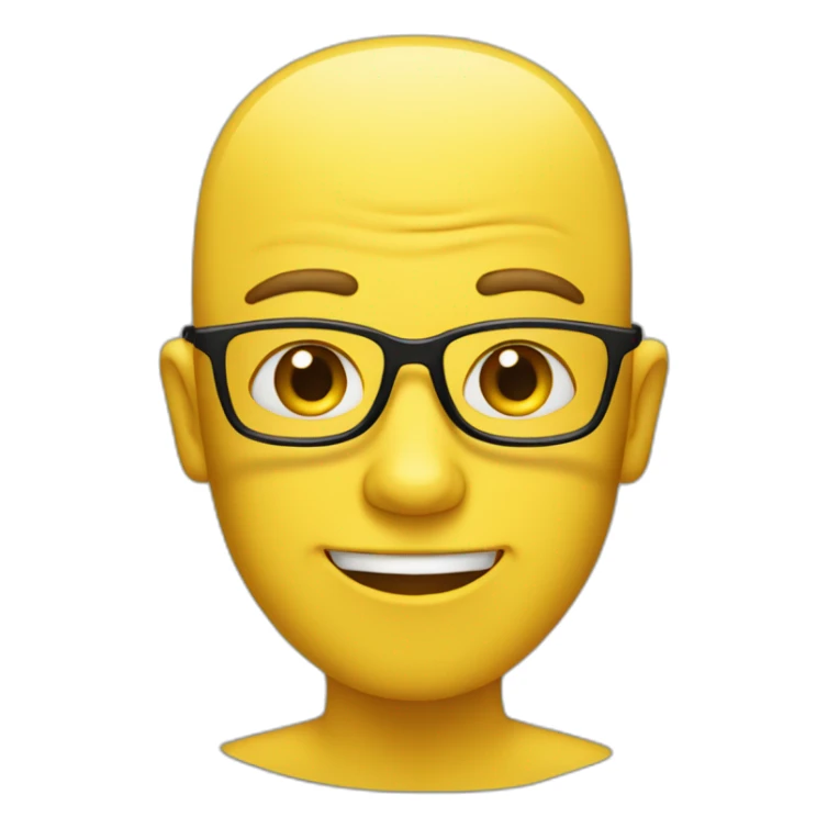 yelllow person wearing glasses without clothes hat or hair sticker