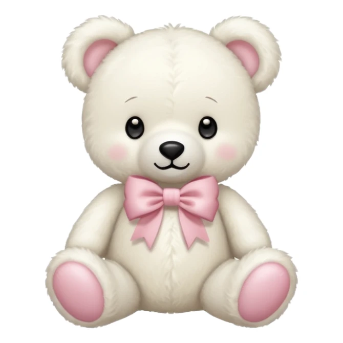 Oso de peluche blanco Adorable con un lazo  sticker