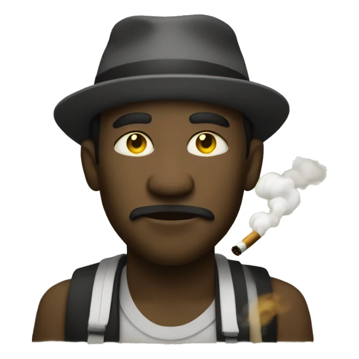 Jamaican man smoking. NO hat. Plain yellow emoji. sticker