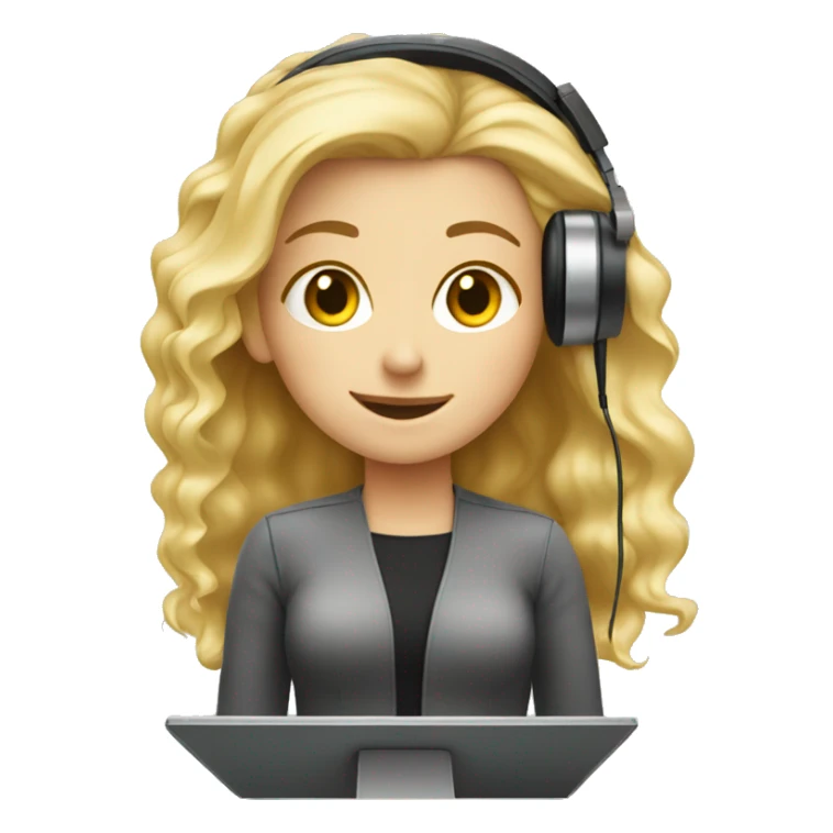 Audio technician blonde girl with an audio desk sticker