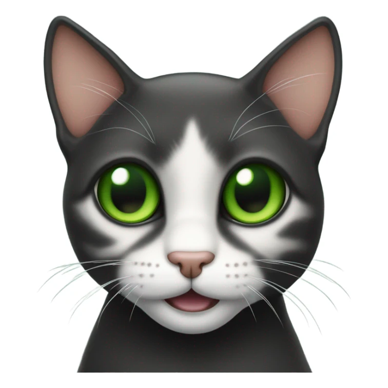 gato negro delgado ojos verdes con cicatrices blancas feliz  sticker